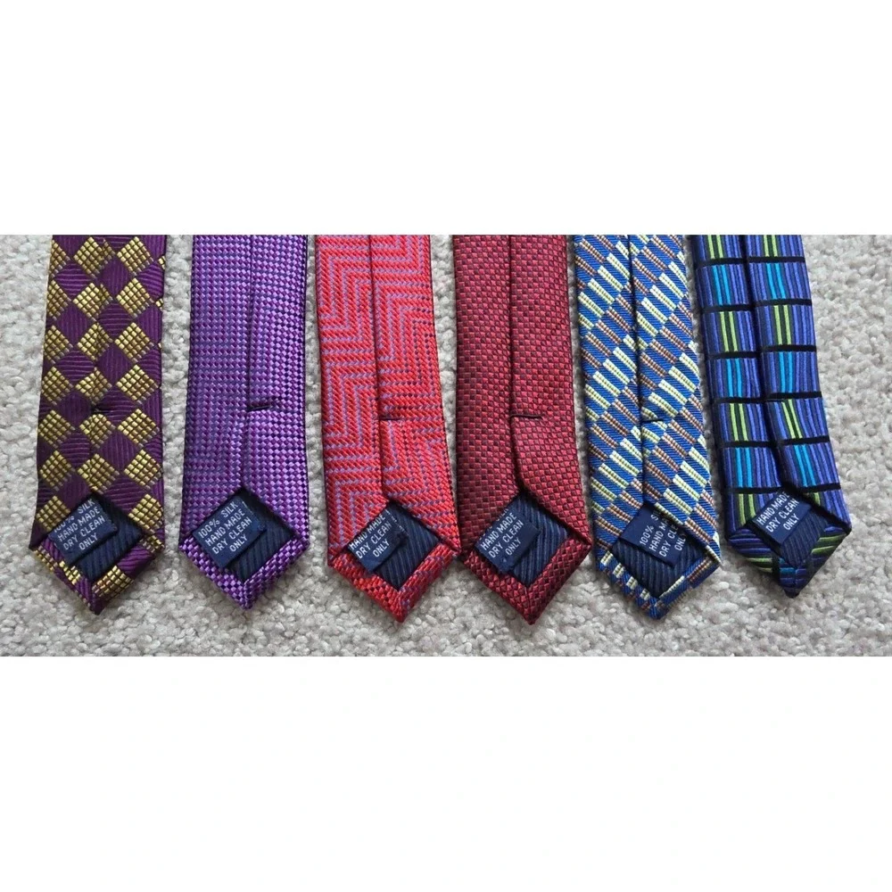 HENRY JACOBSON Tie Lot Of 6 Mens Multicolor Geometric Preppy Neckties‎